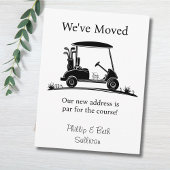 We've Moved Black Silhouette Golf Cart Aankondigingskaart