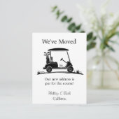 We've Moved Black Silhouette Golf Cart Aankondigingskaart (Staand voorkant)