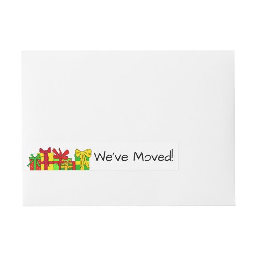 We've Moved Christmas gifts Christmas label Omwikkelbaar Adreslabel (Voorkant)