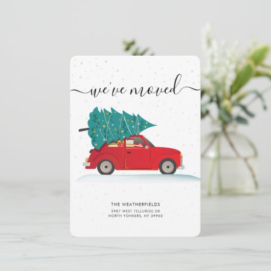 We've Moved Christmas Moving Feestdagenkaart (Staand voorkant)