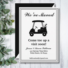We've Moved Elegant Golf Cart Silhouette New Home Aankondiging