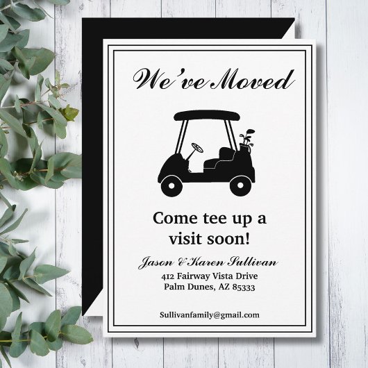 We've Moved Elegant Golf Cart Silhouette New Home Aankondiging