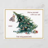 We've Moved Fun Cat and Tree Christmas  Aankondigingskaart (Voorkant)
