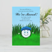 We've Moved Funny Golf Ball in Rough Personalized Aankondiging (Staand voorkant)