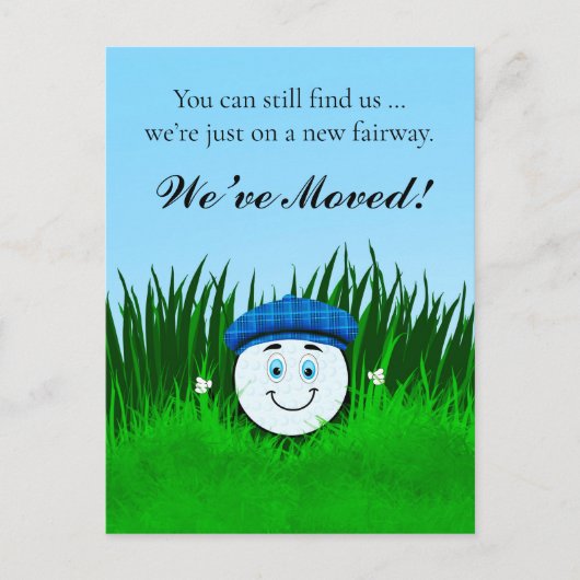 We've Moved Funny Golf Ball in Rough Personalized Briefkaart (Voorkant)