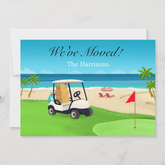 We've Moved Golf Course Beach Moving Announcement Aankondiging (Voorkant)