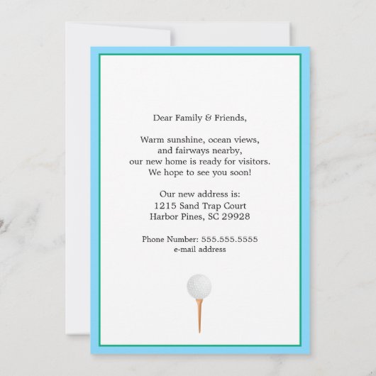 We've Moved Golf Course Beach Moving Announcement Aankondiging (Achterkant)