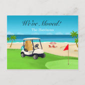 We've Moved Golf Course Beach Moving Announcement Briefkaart (Voorkant)