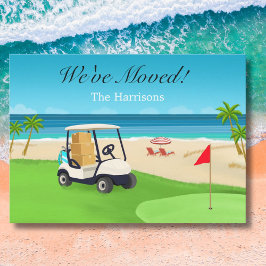 We've Moved Golf Course Beach Moving Announcement Briefkaart