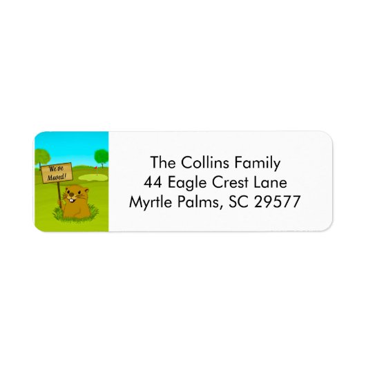 We've Moved Gopher on Golf Course Announcement  Etiket (Voorkant)