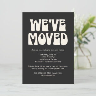 We've Moved Housewarming Party Black Retro Kaart