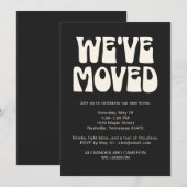 We've Moved Housewarming Party Black Retro Kaart (Voorkant / Achterkant)