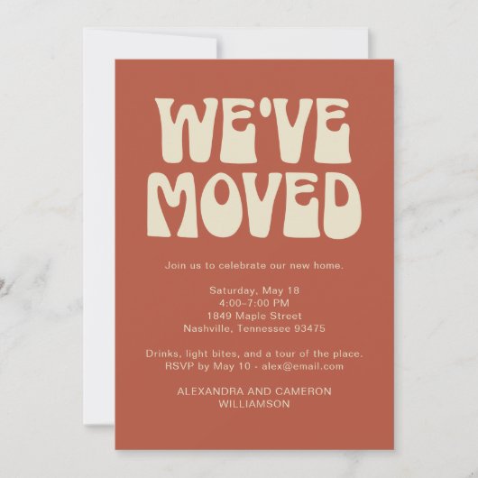 We've Moved Housewarming Party Rust Retro Kaart (Voorkant)