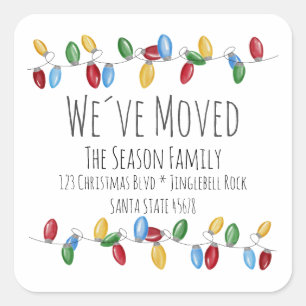 We've Moved Kerstboom Lichtjes Envelope seal Vierkante Sticker