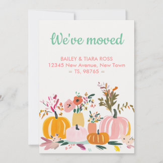 We've Moved Modern Pumpkin Fall Colors Flat Kaart