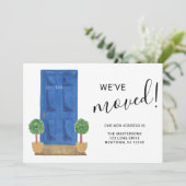 We've Moved New Address Blue Door  Aankondiging (Staand voorkant)