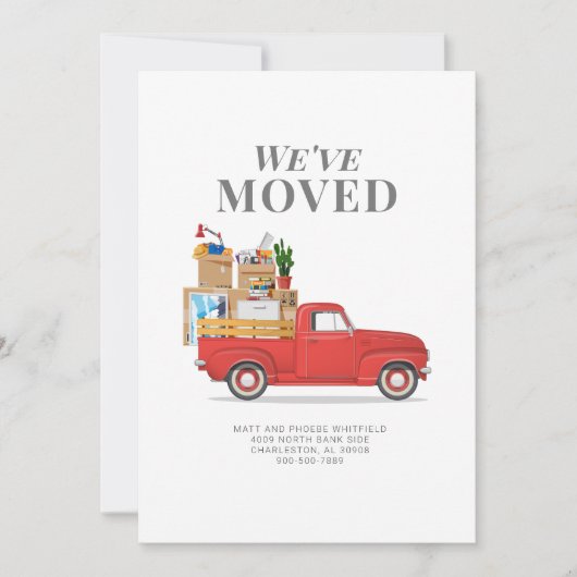 Weve Moved Red Truck Moving Announance Aankondiging (Voorkant)