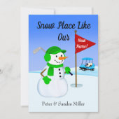 We've Moved Snowman Golfer Announcement Aankondiging (Voorkant)