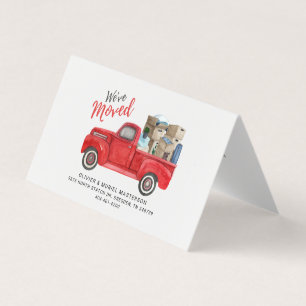 Weve Verplaatst Waterverf Red Truck Nieuw Adres Kaart