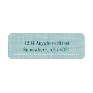 Weven linnen textiel in Aqua Blauwgroen Etiket