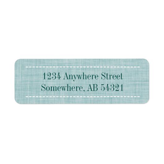 Weven linnen textiel in Aqua Blauwgroen Etiket (Voorkant)