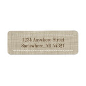 Weven linnen textiel in beige bruin etiket (Voorkant)