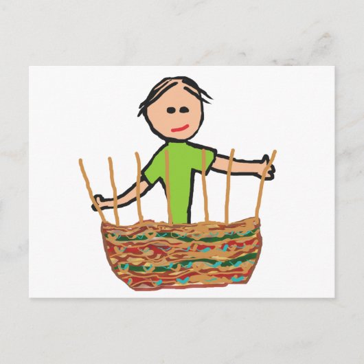 Weven van mandje briefkaart (Voorkant)