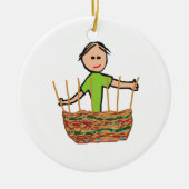 Weven van mandje keramisch ornament (Voorkant)