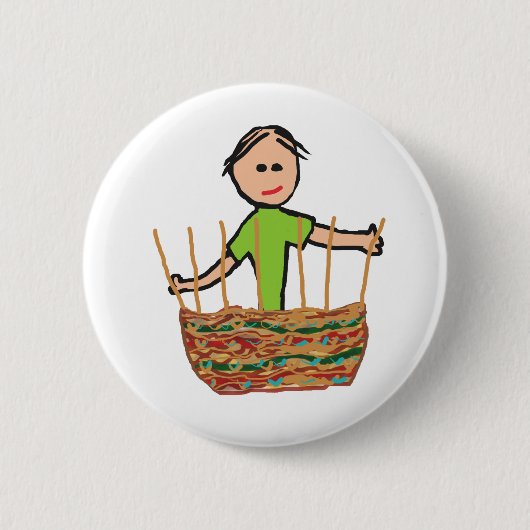 Weven van mandje ronde button 5,7 cm (Voorkant)