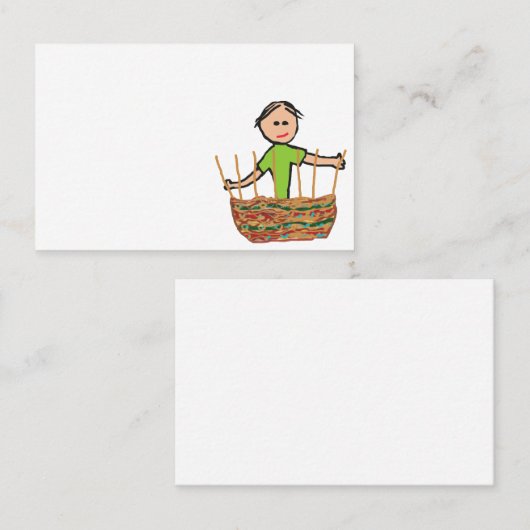 Weven van mandje visitekaartje (Voorkant / Achterkant)