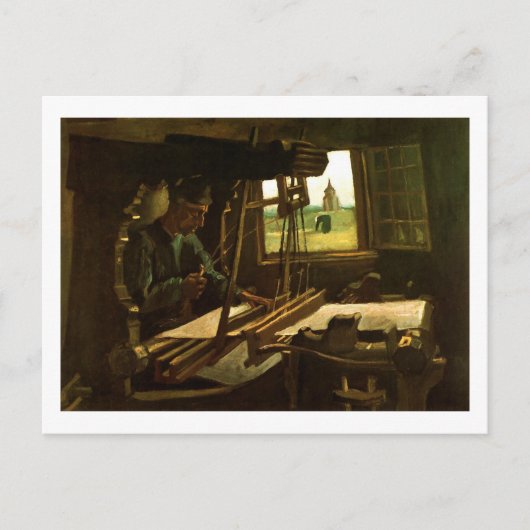 Wever nabij een open venster Van Gogh Fine Art Briefkaart (Voorkant)