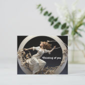 Wever vrouw van de witte ring schilderij briefkaart (Staand voorkant)