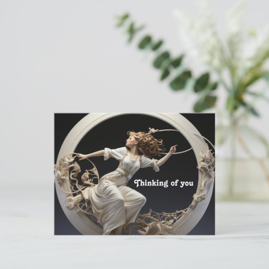 Wever vrouw van de witte ring schilderij briefkaart (Staand voorkant)