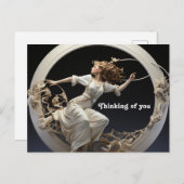 Wever vrouw van de witte ring schilderij briefkaart (Voorkant / Achterkant)