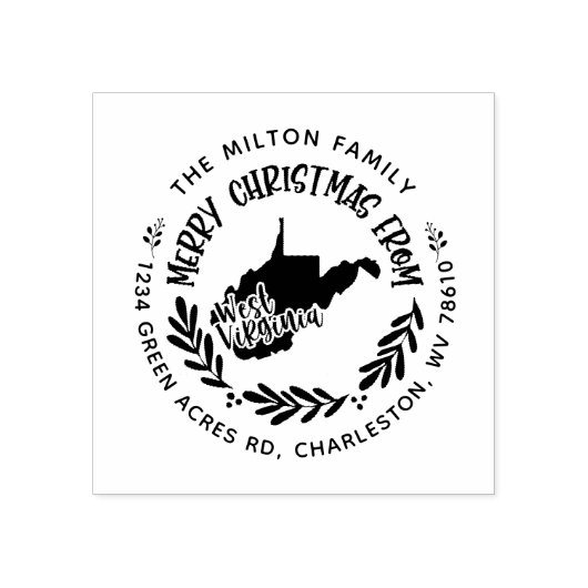wewest virginia merry kerstmas terugkeeradres rubberstempel (Afrduk)