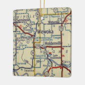 Wewoka OK Retro Map Keramisch Ornament (Links)