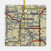 Wewoka OK Retro Map Keramisch Ornament (Voorkant)