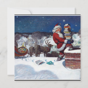Weyeth - Kerstman brengt boeken voor Kerstmis Feestdagenkaart