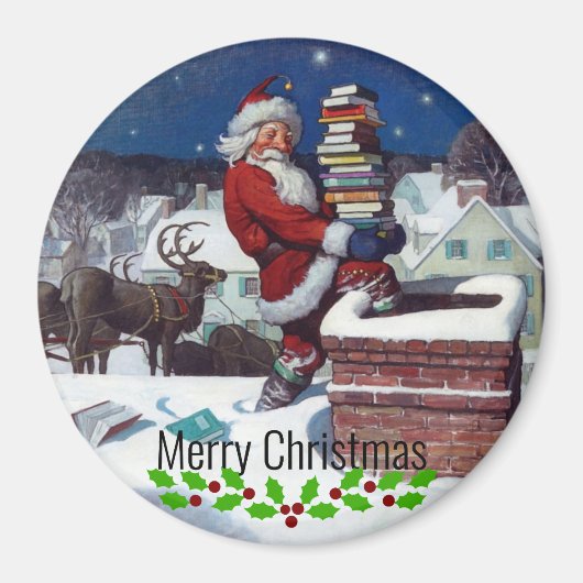 Weyeth - Kerstman levert boeken voor Kerstmis. Magneet (Voorkant)