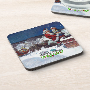Weyeth - Santa Delivering Books for Kerstmis Bier Onderzetter