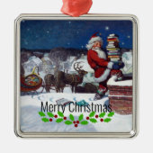 Weyeth - Santa Delivering Books for Kerstmis Metalen Ornament (Voorkant)