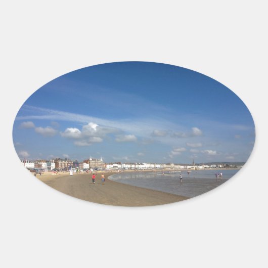 Weymouth Beach Ovale Sticker (Voorkant)