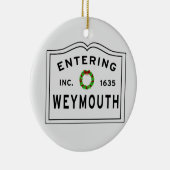 Weymouth, MA Holiday Wreater Keramisch Ornament (Rechts)