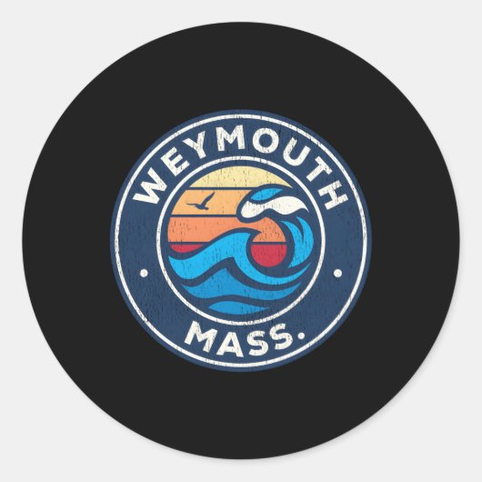 Weymouth Massachusetts Ma nautische golven Ronde Sticker (Voorkant)
