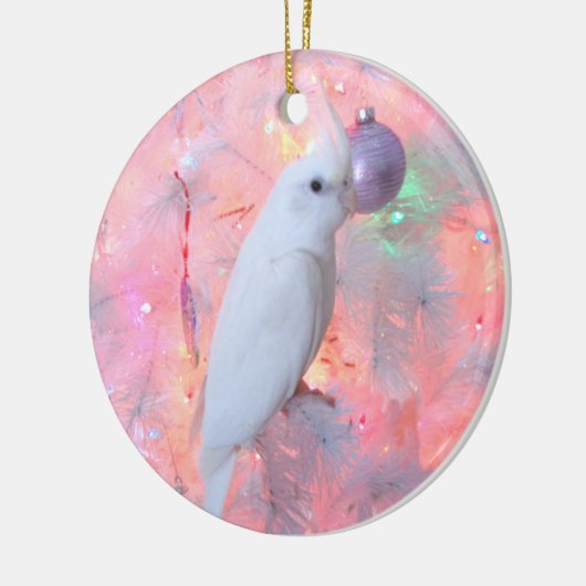 WF Lutino Cockatiel in de kerstboomversiering Keramisch Ornament (Links)