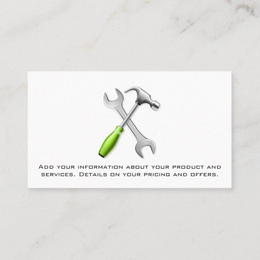 WFrench Hammer | Carpentry Visitekaartje (Achterkant)