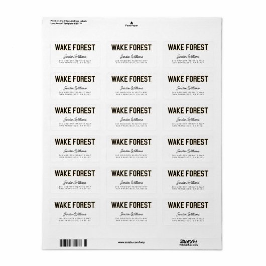 WFU | Wake Forest Etiket (Full Sheet)
