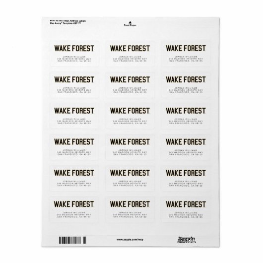 WFU | Wake Forest Etiket (Full Sheet)
