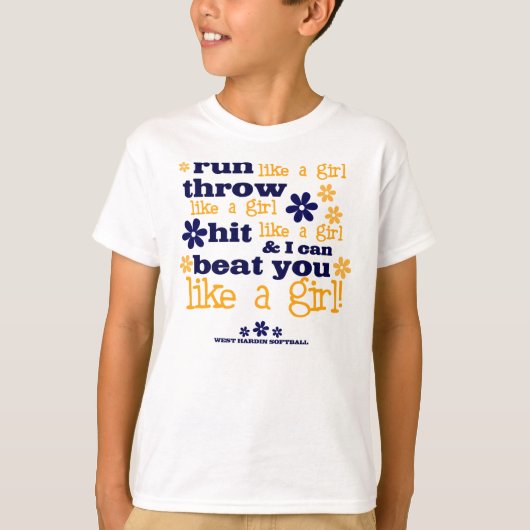 WH als een meisje-softball T-shirt (Voorkant)