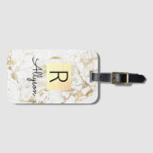 Wh & goudmarmer Gold Box, zwarte naam Monogram Vs2 Bagagelabel (Voorkant (horizontaal))